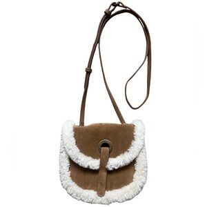 Ugg Heritage Tan Suede Shearling Crossbody Bag